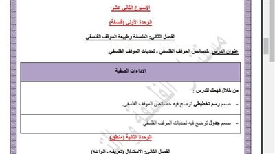 مراجعات نهائية.. أسئلة تقييم الأسبوع الـ 12 الفلسفة والمنطق الصف الأول الثانوي