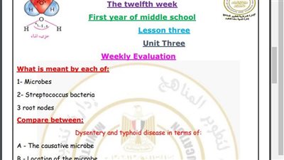 مراجعات نهائية.. أسئلة تقييم الأسبوع الـ 12 العلوم Science لـ الصف الأول الإعدادي