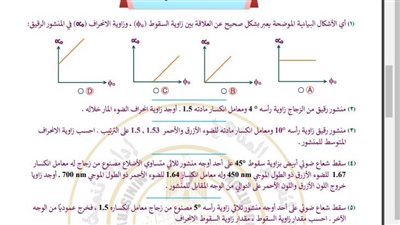 مراجعات نهائية.. أسئلة تقييم الأسبوع الـ 12 الفيزياء الصف الثاني الثانوي