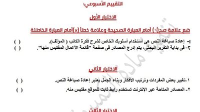 مراجعات نهائية.. أسئلة تقييم الاسبوع الـ 14 في الكمبيوتر لـ الصف الخامس الابتدائي 