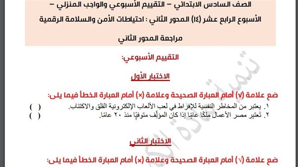 اسئلة تقييم الكمبيوتر