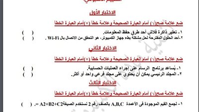 مراجعات نهائية.. أسئلة تقييم الاسبوع الـ 15 في الكمبيوتر لـ الصف الخامس الابتدائي 