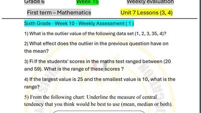 مراجعات نهائية.. أسئلة تقييم الاسبوع الـ 15 في الرياضيات لغات لـ الصف السادس الابتدائي 