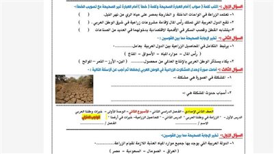 مراجعات نهائية.. تقييمات الأسبوع الثاني الدراسات الاجتماعية لـ الصف الثاني الإعدادي ترم ثاني 