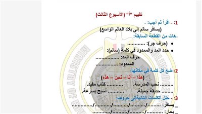 مراجعات نهائية.. أسئلة تقييمات الأسبوع الثالث عربي ترم ثاني الصف الأول الابتدائي