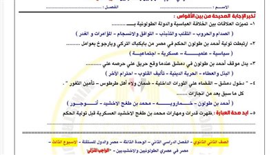 مراجعات نهائية.. أسئلة تقييمات الأسبوع الثالث التاريخ الصف الثاني الثانوي ترم ثاني