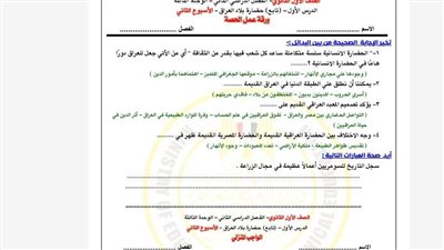 مراجعات نهائية.. أسئلة تقييمات الأسبوع الثاني التاريخ الصف الأول الثانوي