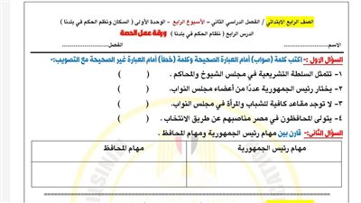 مراجعات نهائية.. تقييمات الأسبوع الرابع الدراسات الاجتماعية الصف الرابع الابتدائي