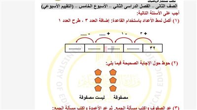 لطلاب الصف الثاني الابتدائي.. أسئلة تقييمات الأسبوع الخامس الرياضيات ترم ثاني
