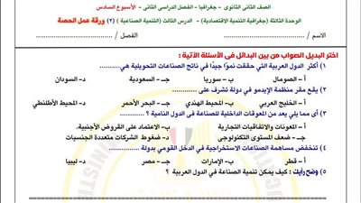 مراجعات نهائية.. أسئلة تقييم الأسبوع السادس الجغرافيا الصف الثاني الثانوي