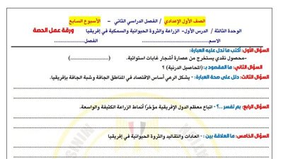الصف الأول الإعدادي.. أسئلة تقييمات الأسبوع السابع الدراسات الاجتماعية