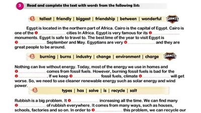 اسئلة بوكليت الشرقية في اللغة الإنجليزية لـ ثالثة إعدادي