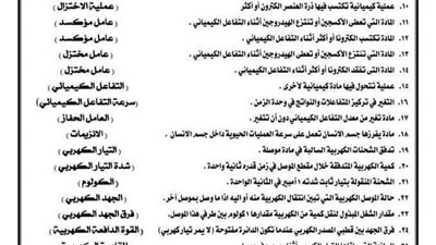 180 سؤالا بالاجابات.. مراجعة ليلة امتحان العلوم الصف الثالث الاعدادي