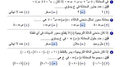 35 سؤالا بالاجابات من متعدد في الجبر لـ الصف الثالث الاعدادي