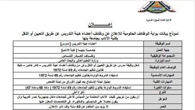 وظيفة جامعة.. 3 جامعات حكومية تعلن حاجتها إلى أعضاء هيئة التدريس في 60 تخصص.. التقديم اليوم 