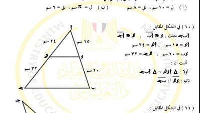 مراجعات نهائية.. أسئلة تقييم الأسبوع الرابع الرياضيات الصف الأول الثانوي 