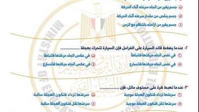 مراجعات نهائية.. أسئلة تقييم الأسبوع الرابع الفيزياء الصف الثاني الثانوي