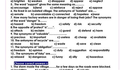 مراجعات نهائية.. 220 سؤالا في اللغة الانجليزية على الوحدة الثانية لـ أولى ثانوي