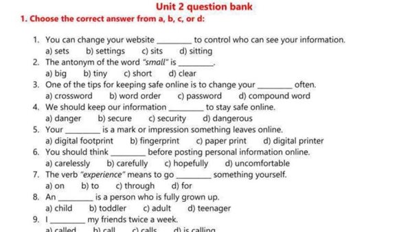 مراجعة انجليزي ثانية