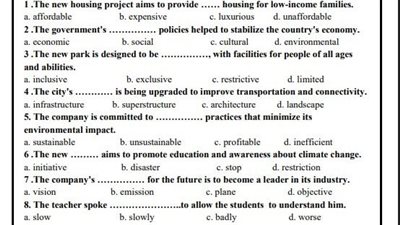 مراجعات نهائية.. أسئلة تقييمات الأسبوع السابع اللغة الإنجليزية الصف الثاني الثانوي