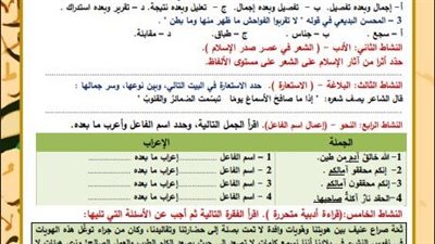 مراجعات نهائية.. أسئلة تقييم الأسبوع الثامن لغة عربية الصف الأول الثانوي