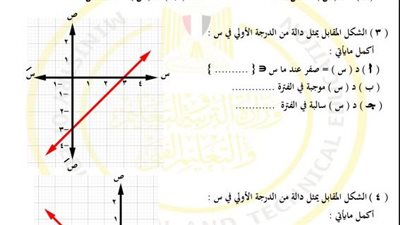 مراجعات نهائية.. أسئلة تقييم الأسبوع العاشر الرياضيات الصف الأول الثانوي 