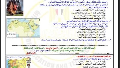 مراجعات نهائية.. أسئلة تقييم الأسبوع الـ 14 جغرافيا التنمية الصف الثاني الثانوي