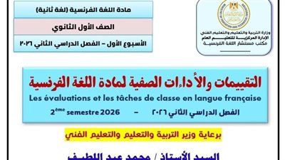 تقيمات الاسبوع الاول لغة فرنسية بدون حل لـ الصف الأول الثانوي ترم ثاني
