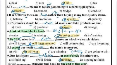 بالاجابات أسئلة الأسبوع الثامن إنجليزي الترم الثاني الصف الأول الثانوي