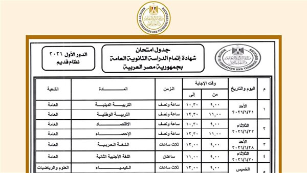 جداول امتحانات الدور الأول    