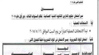 ننشر.. جداول امتحانات الدبلومات الفنية
