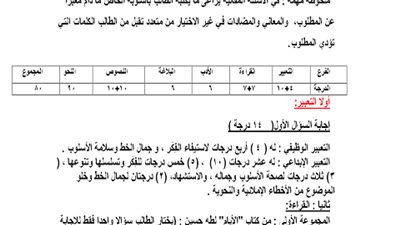 ننشر.. نموذج اجابة الامتحان التجريبي لمادة اللغة العربية للثانوية العامة