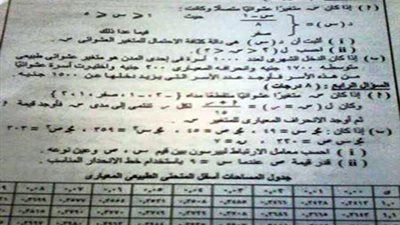 تسريب امتحان الإحصاء للثانوية العامة مختومًا بشعار اللجنة