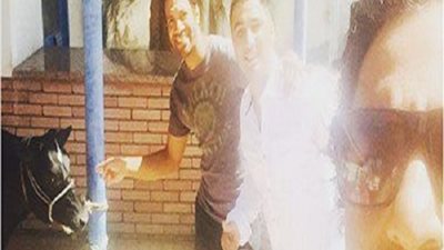 سليفي ميدو وحسني  عبدربه مع اضحية العيد يستحوذ علي اعجاب الجماهير