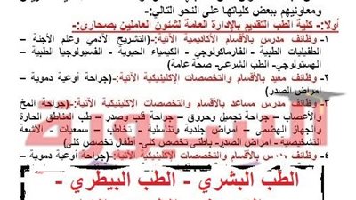جامعة أسوان تعلن عن حاجتها لأعضاء هيئة تدريس في 5 كليات.. أخر موعد للتقدم 19 مارس 