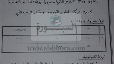 التعليم تعلن عن حاجتها الى مدير ووكيل ادارة ومدير ووكيل مدارس ثانوية واعدادية بادارات سوهاج.. ننشر الشروط المطلوبة ونص الاعلان