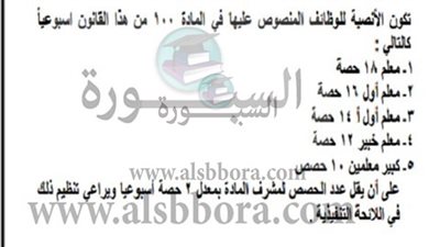  بالمستندات| ننشر أنصبة الحصص الجديدة للمعلمين: 