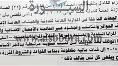 مجلس الوزراء: صرف الحواز والمكافات والاعمال الاضافية والبدلات للموظفين وفقا الاجر الاساسى فى 30 / 6 / 2015