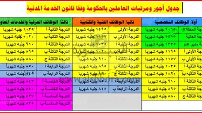 ننشر جدول أجور ومرتبات العاملين بالدولة بعد إقرار 