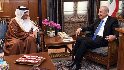 رئيس مجلس النواب اللبناني يلتقي وزير الخارجية القطري