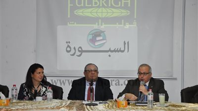 ماجد نجم يفتتح الندوة التعريفية بفرص المنح المقدمة من  هيئة الفولبرايت بجامعة حلوان